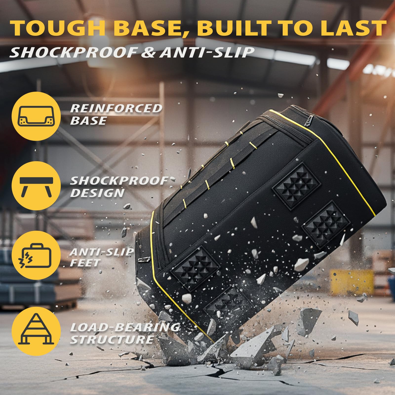 Padded handle and adjustable strap reduce fatigue when carrying heavy loads