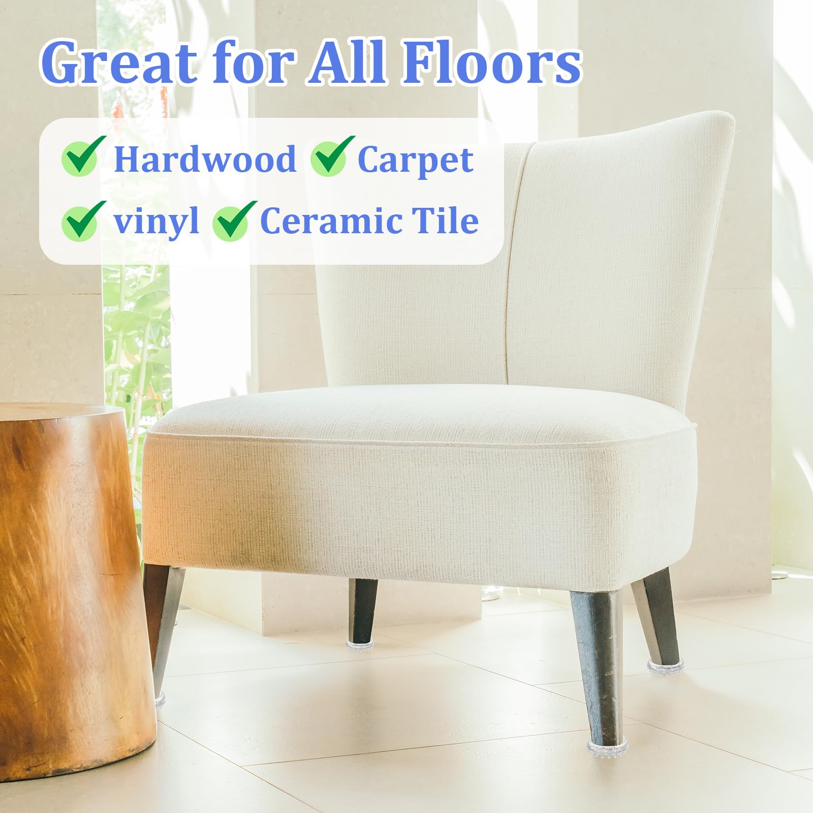 JJUNW plastic furniture leg protector attaches easily and guards carpet from scuffs