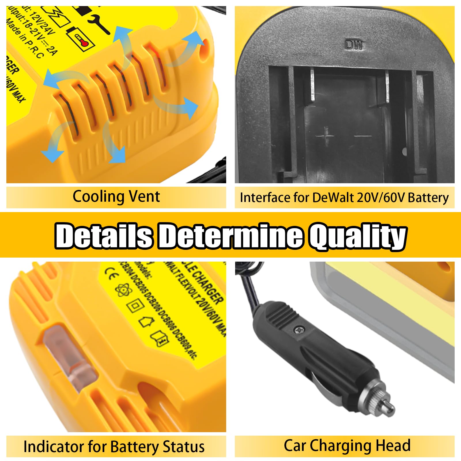 JJXNDO delivers 18-21V output suitable for Dewalt packs.