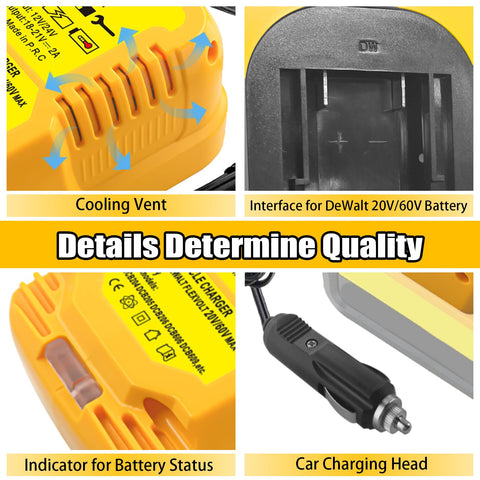 JJXNDO delivers 18-21V output suitable for Dewalt packs.