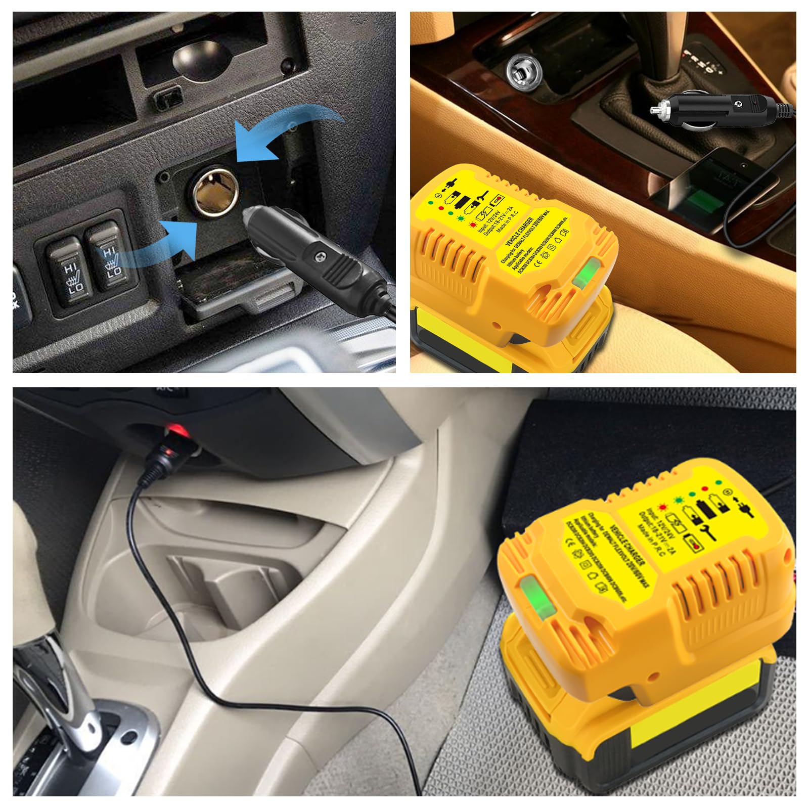 JJXNDO charger compatible with Dewalt 18V/20V/60V batteries.