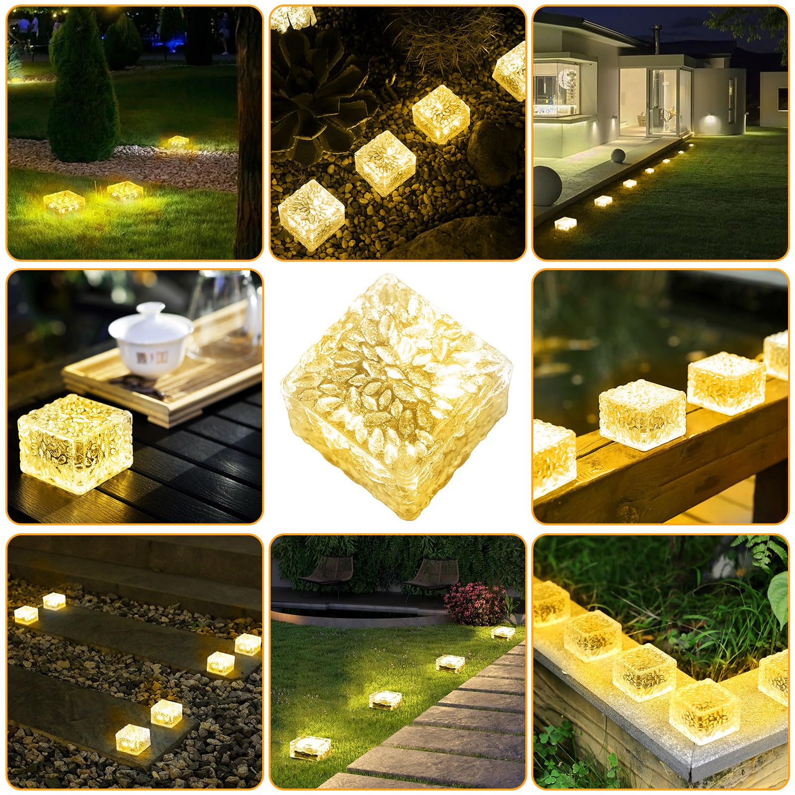 JKIMK six-pack brick lights offer versatile outdoor setup.
