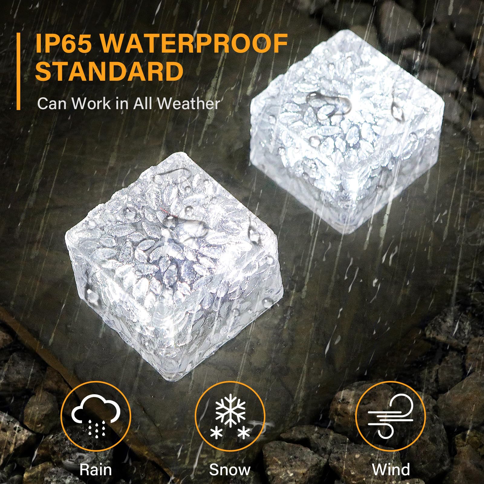 JKIMK Solar Brick Light ip65-weatherproof withstands rain and wind.