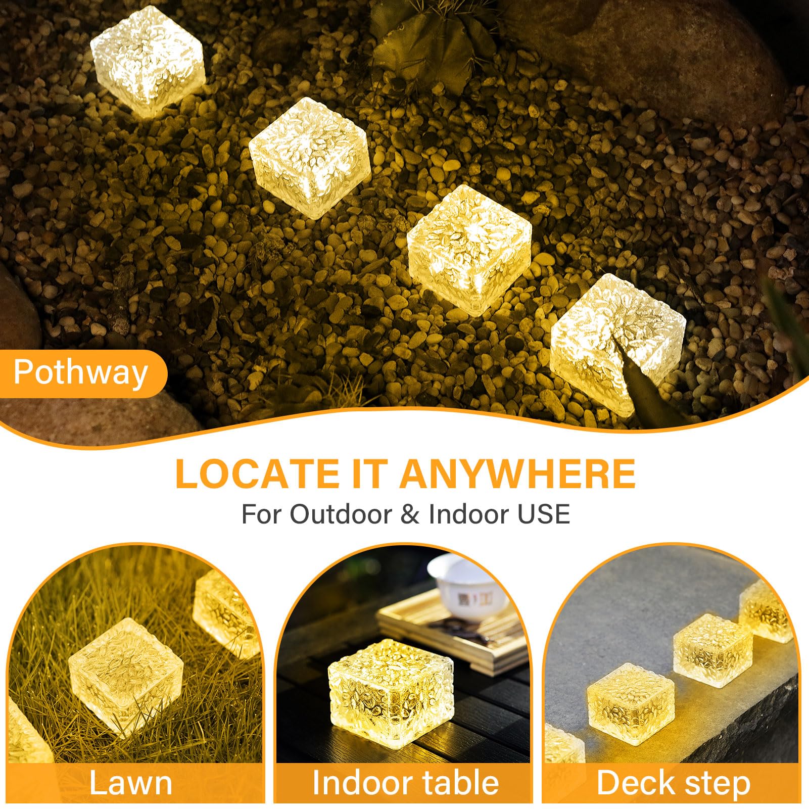 JKIMK solar brick light lights garden walkway for safe stroll.