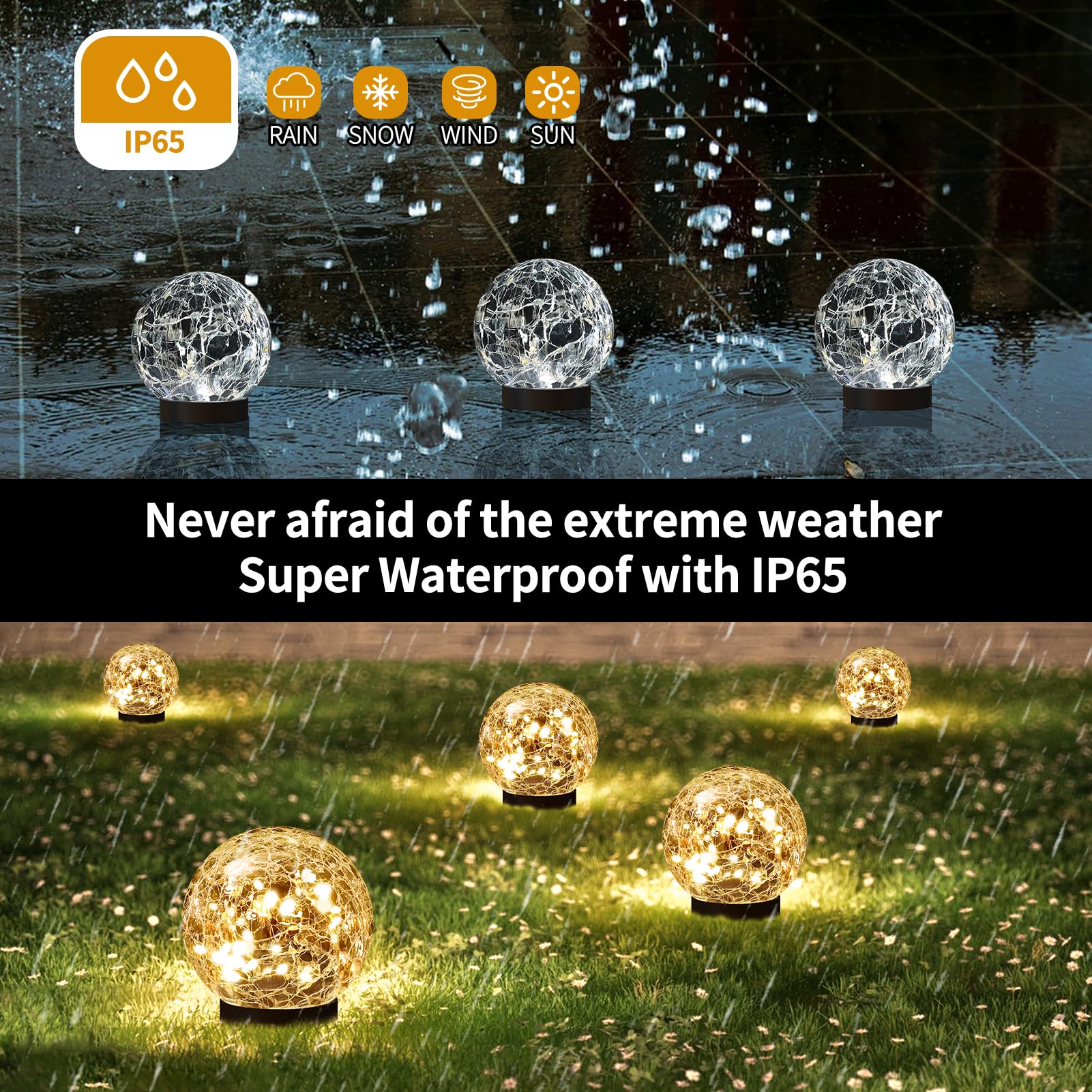 JKIMK solar globe light for patios delivers soft, even night illumination