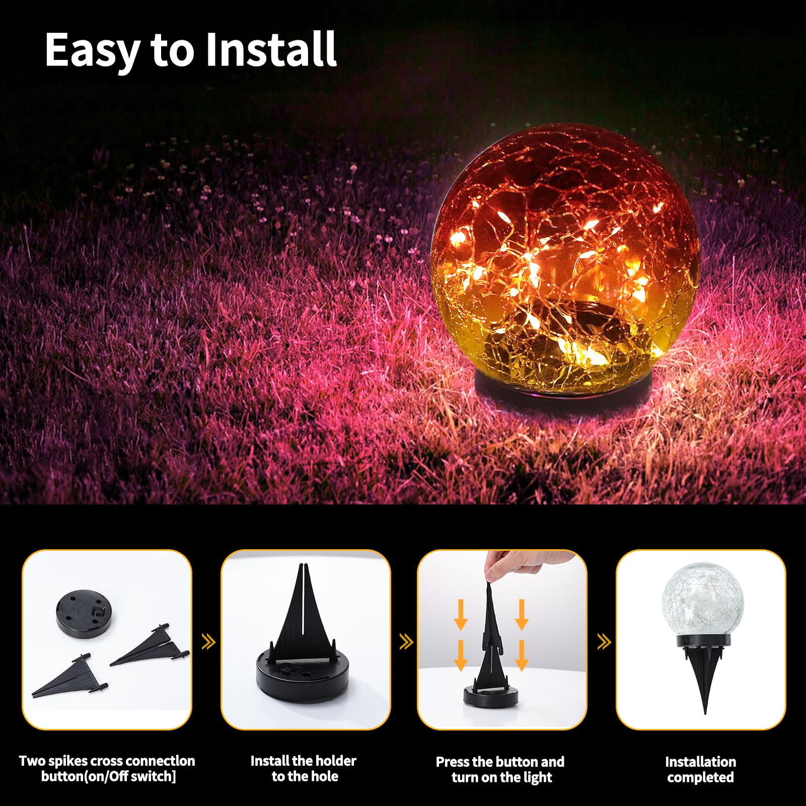 JKIMK outdoor orb light provides yard lighting and aesthetic charm.