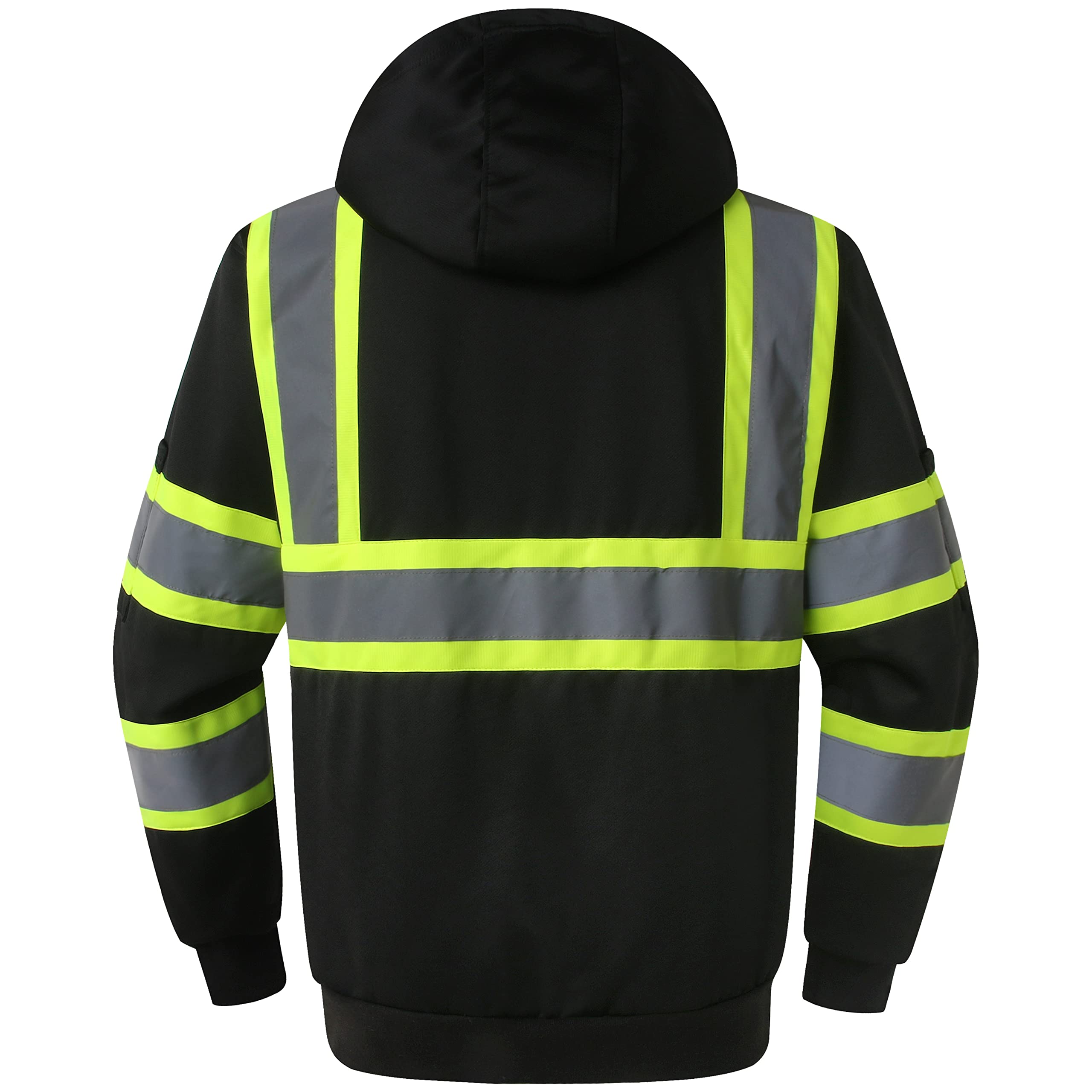 JKSafety hi-vis hoodie ANSI/ISEA 107 compliance label.