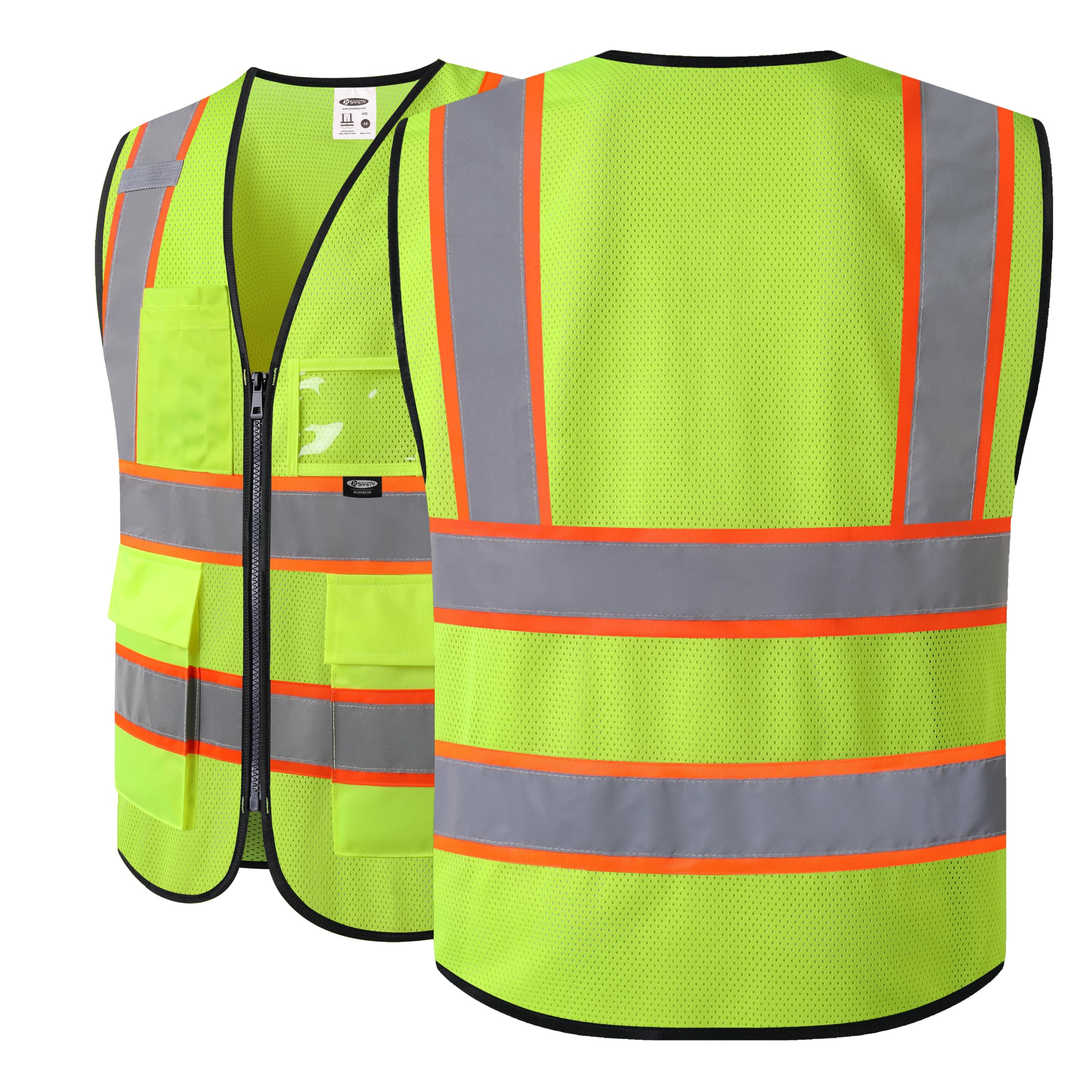 JKSafety BX320 vest highlights shoulder reflection for roadside work.