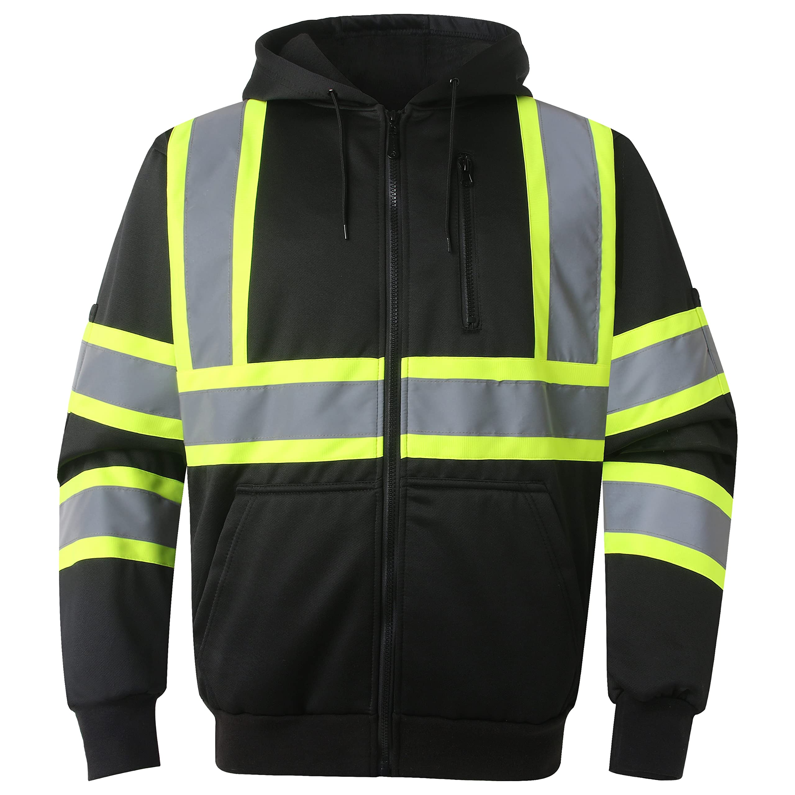 JKSafety hi-vis hoodie extended reflective strips for high visibility.