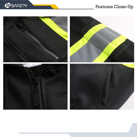 JKSafety hi-vis hoodie back view showcasing coverage and visibility.