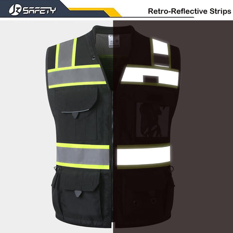 JKSafety reflective trim closeup emphasizes high visibility from multiple light sources