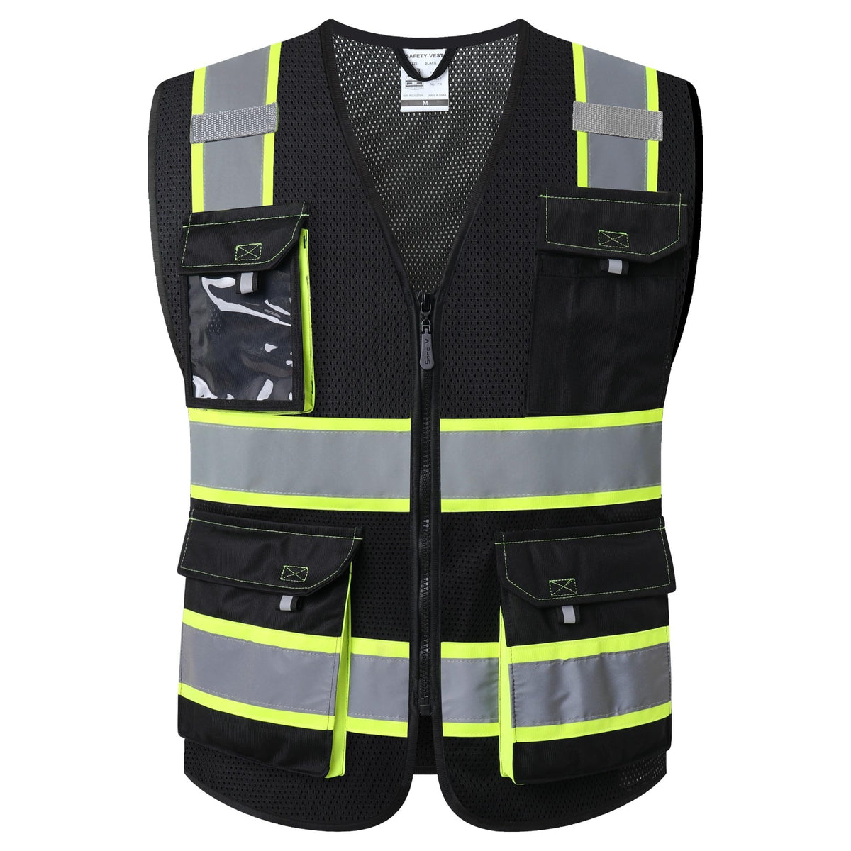 JKSafety hi vis vest front view boosts daytime visibility for outdoor work.