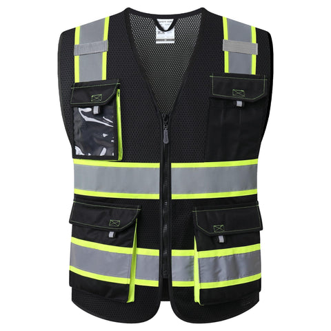 JKSafety hi vis vest front view boosts daytime visibility for outdoor work.