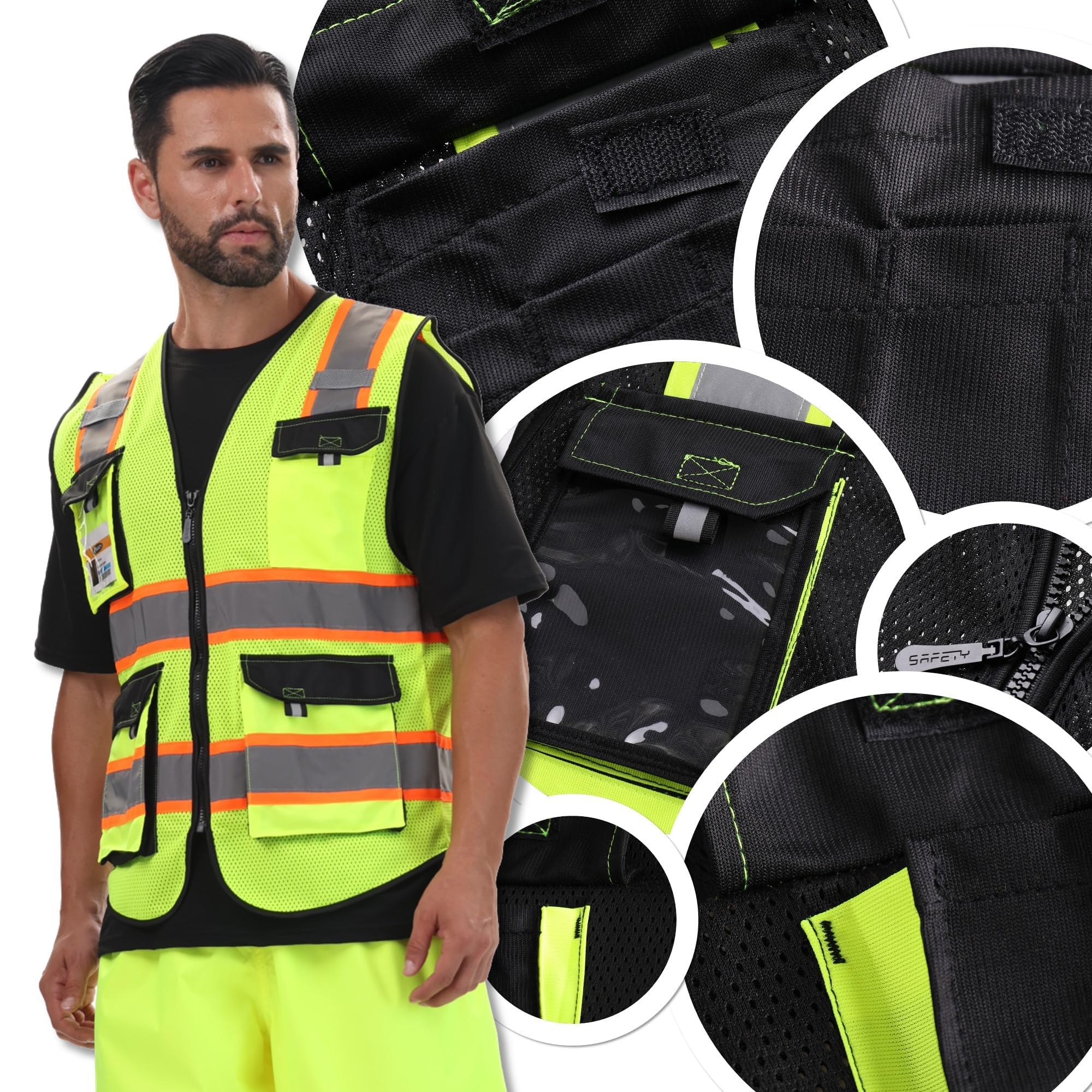 JKSafety hi vis vest wear comfort highlights breathable mesh during long shifts.