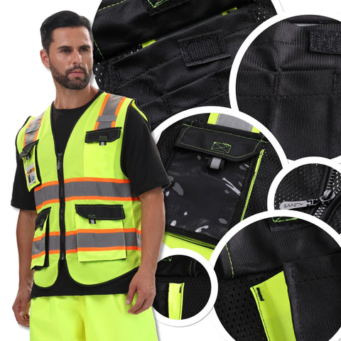 JKSafety hi vis vest wear comfort highlights breathable mesh during long shifts.