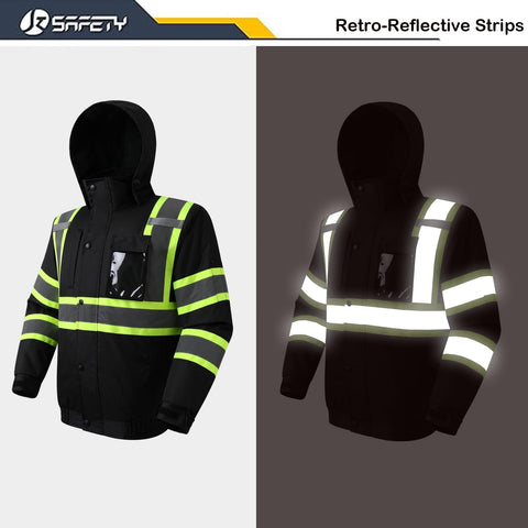 JKSafety hi-vis jacket side pocket view highlights practical storage for tools.