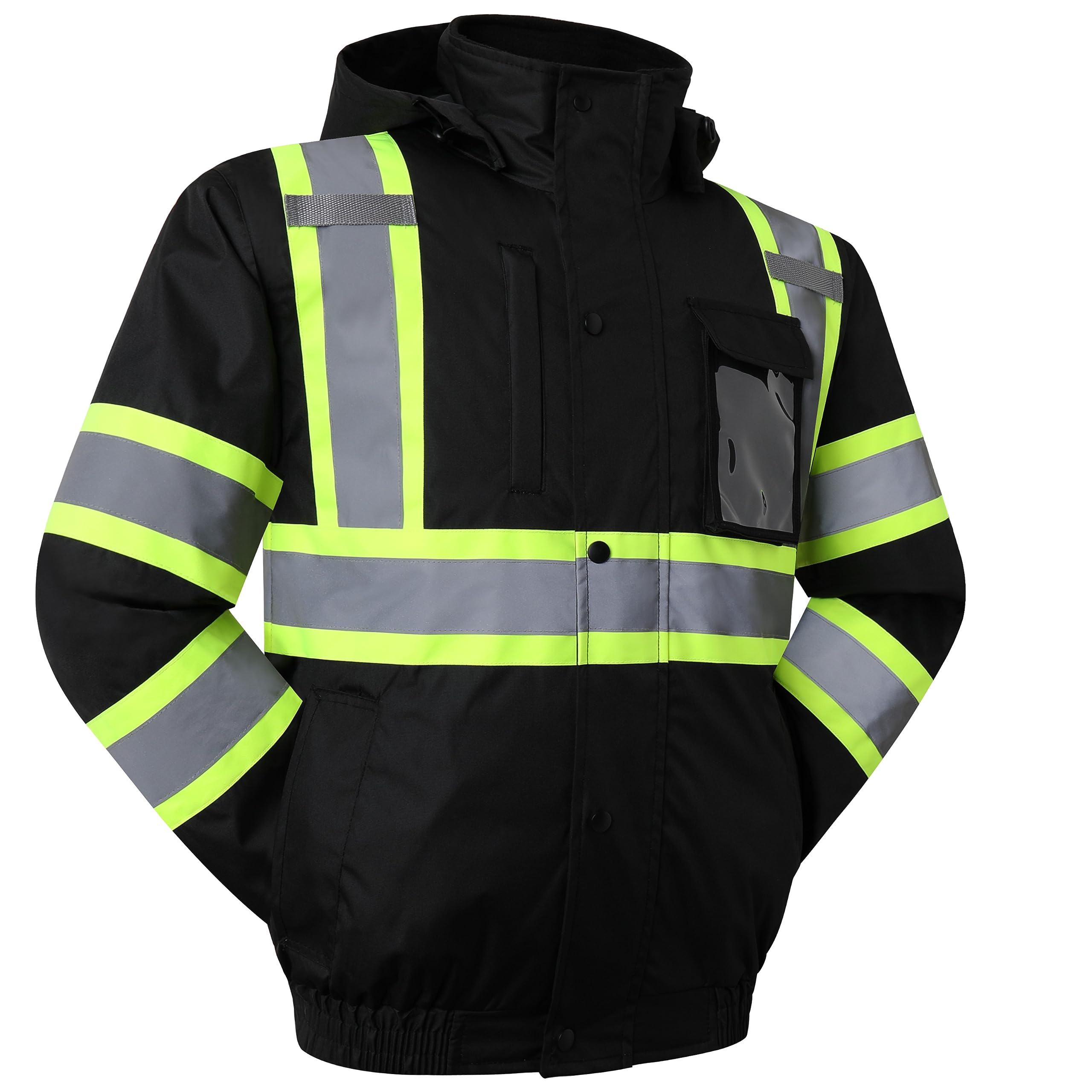 JKSafety hi-vis winter jacket six-pocket design supports secure gear on site.