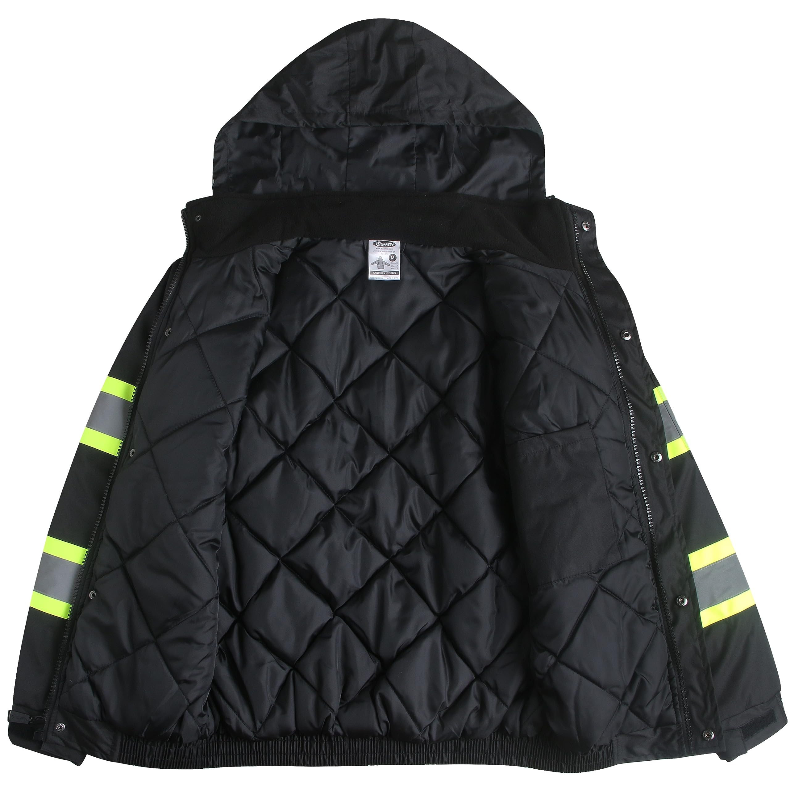 JKSafety hi-vis winter jacket waterproof Oxford fabric keeps you dry in rain.