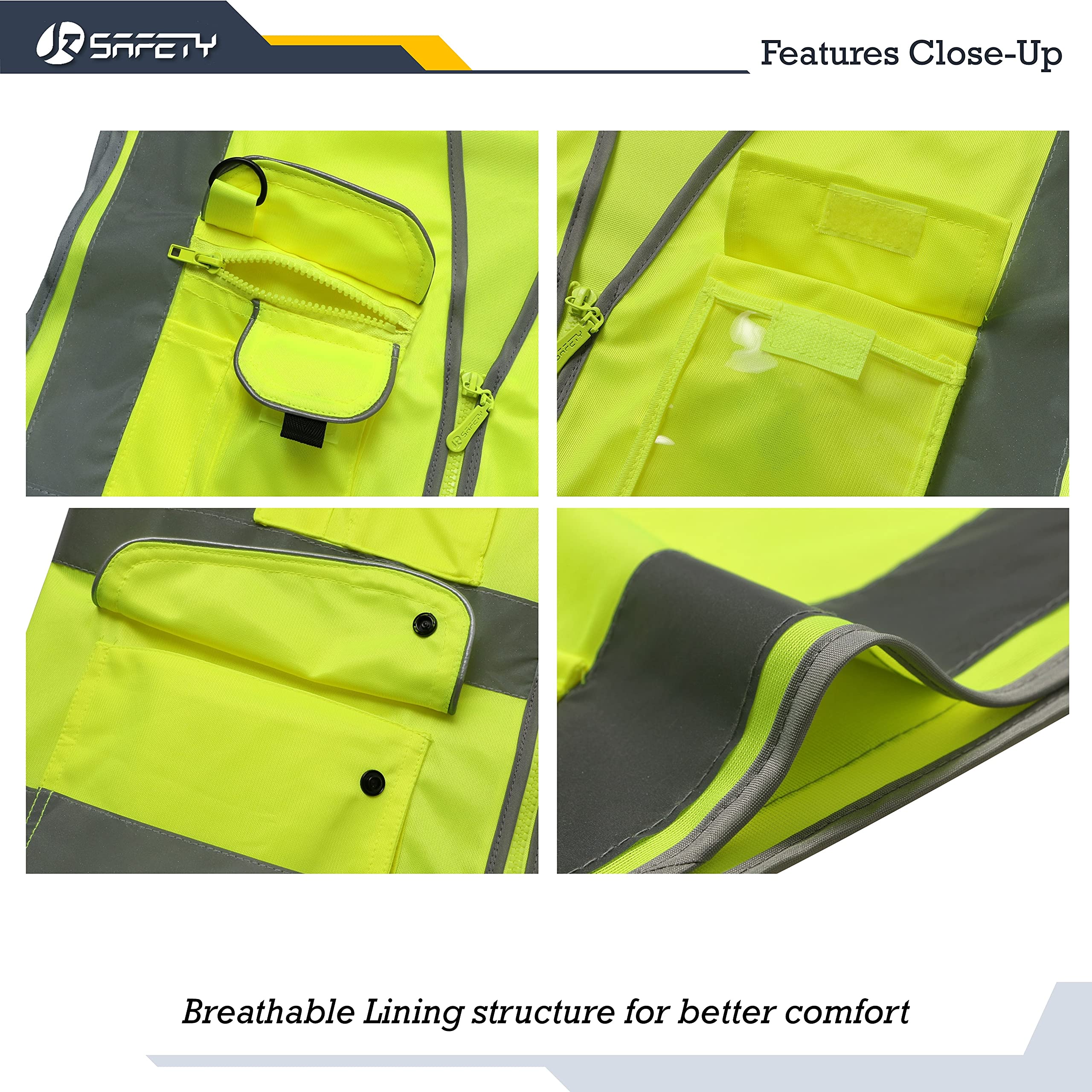 JKSafety lightweight, breathable polyester vest enhances all-day comfort.