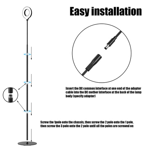 JKSWT LED floor lamp 360-degree swivel for versatile lighting angles.