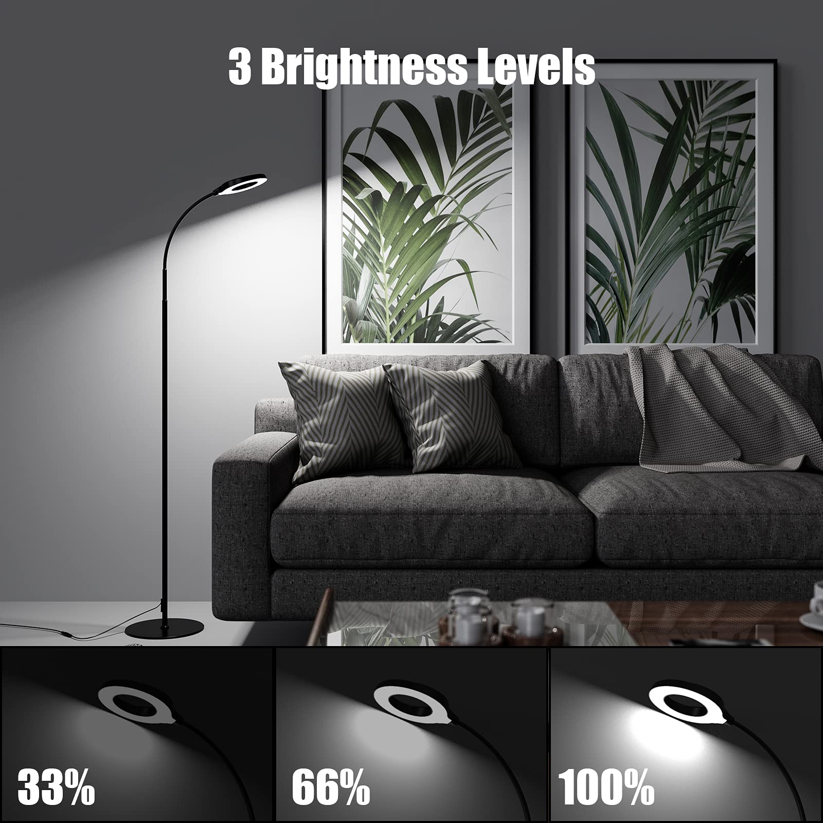 JKSWT LED floor lamp adjustable neck directs light precisely where needed.
