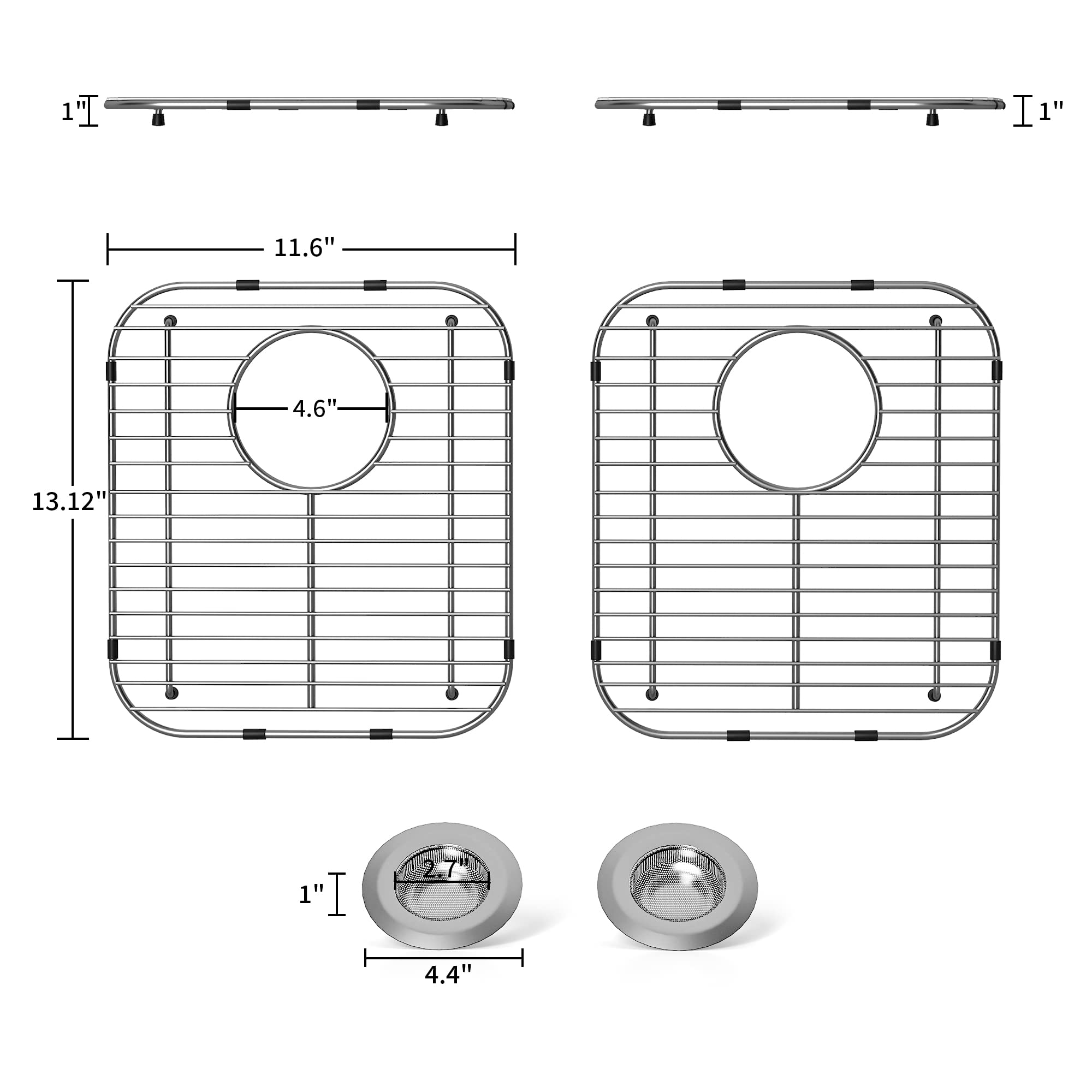 jkxoo 2pack sink grid top view shows open design for drainage.