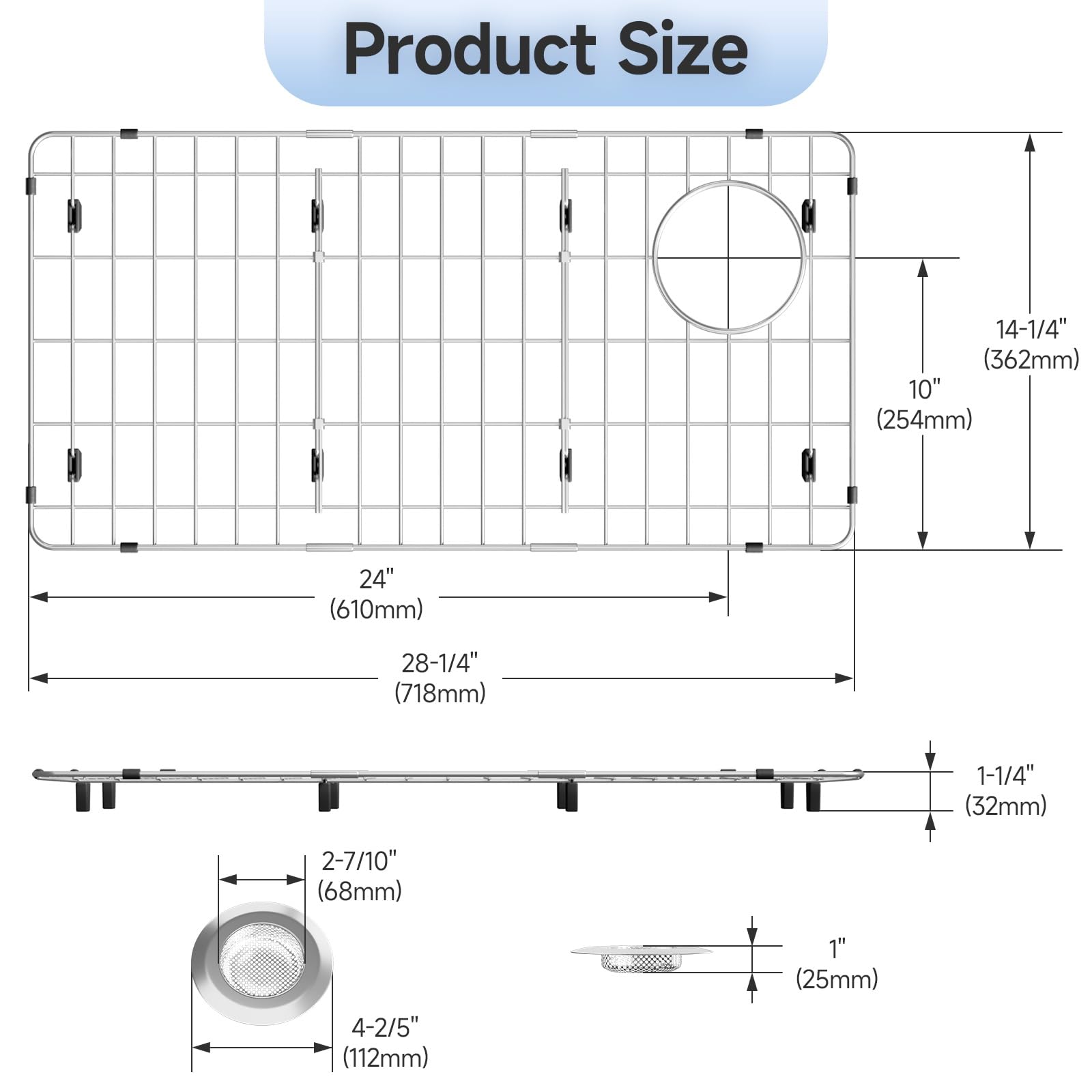 jkxoo sink grid drain-hole design aids quick drainage and debris capture