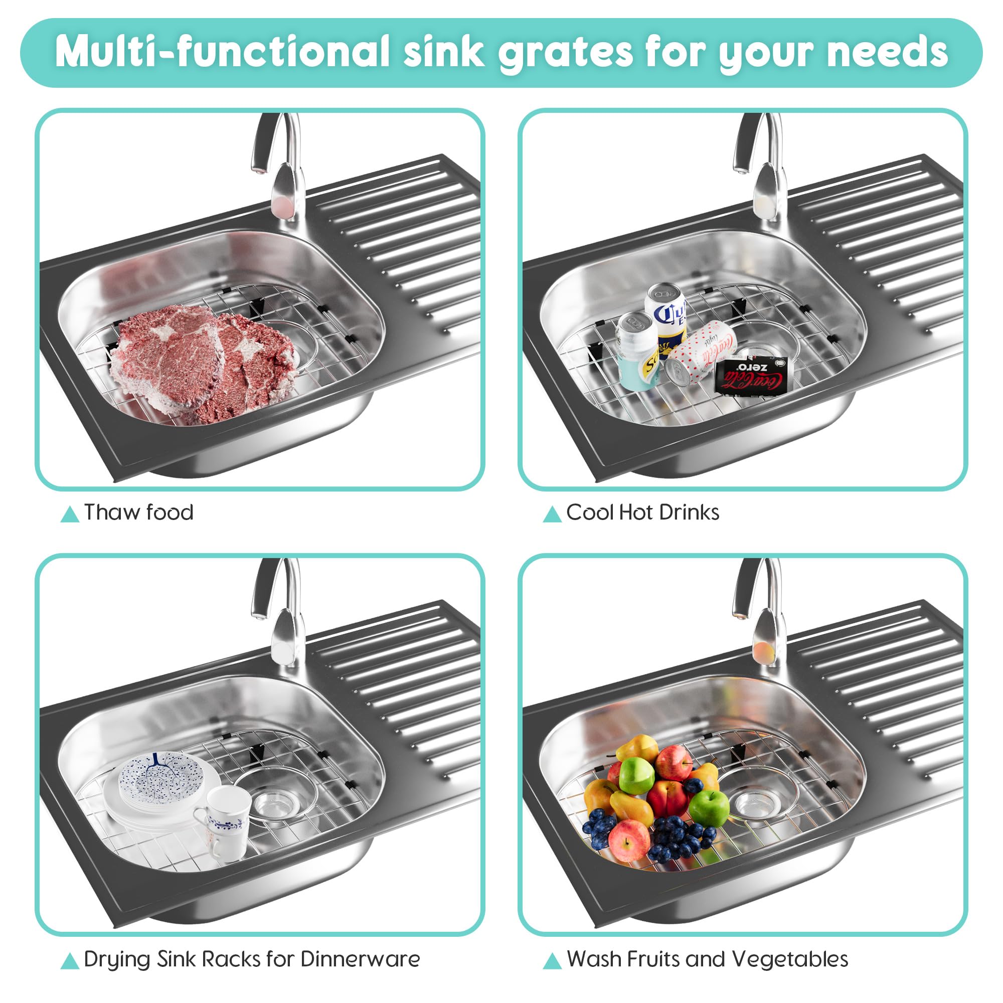 jkxoo sink grid drying dishware setup demonstrates practical kitchen use.