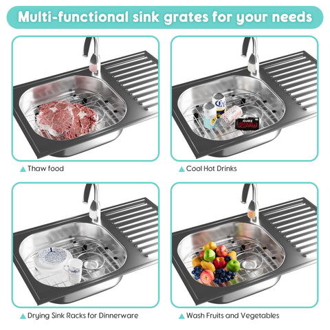 jkxoo sink grid drying dishware setup demonstrates practical kitchen use.
