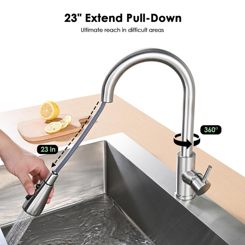 Jlerli high-arc brushed nickel faucet with generous clearance