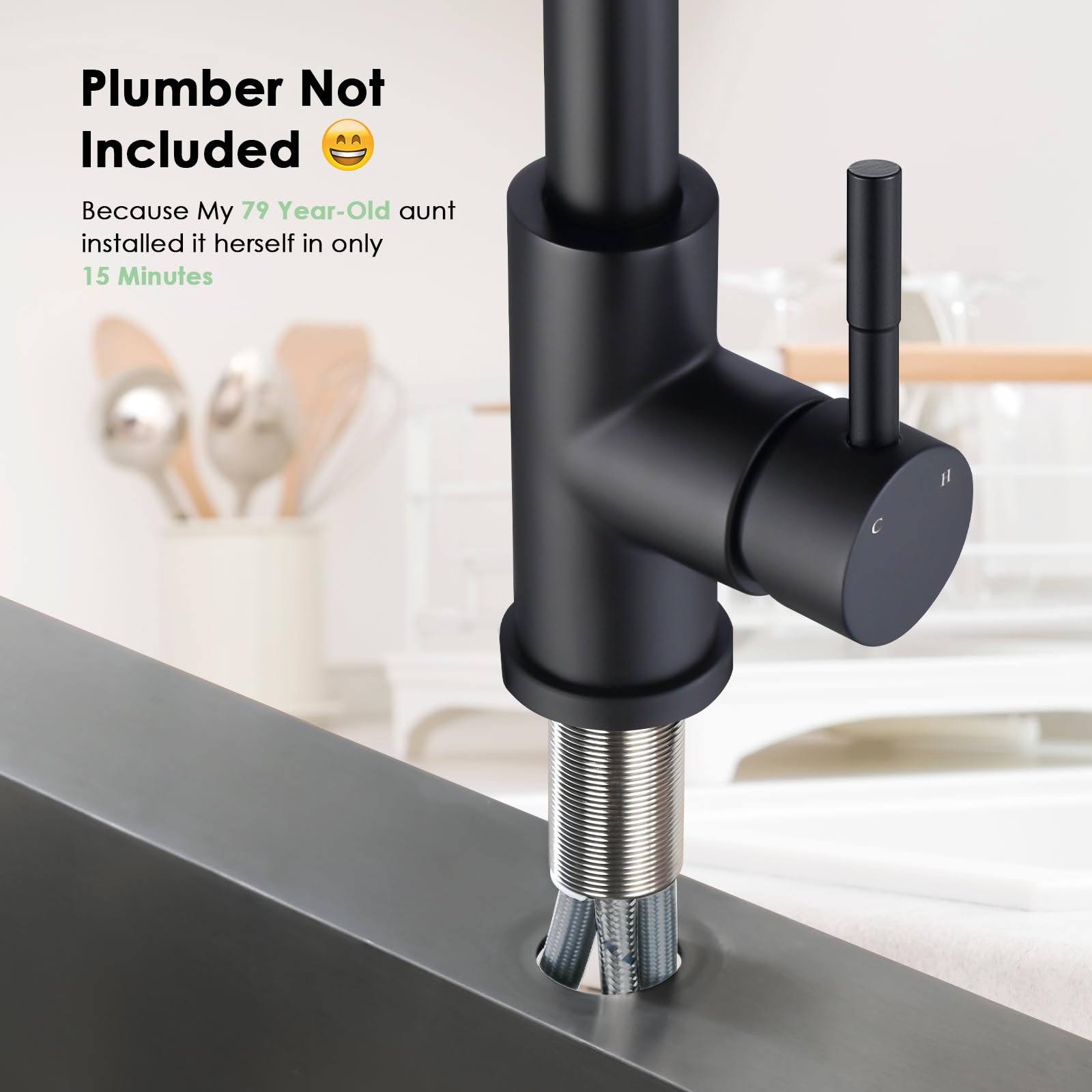 Jlerli kitchen faucet high arc design adds clearance for large pots