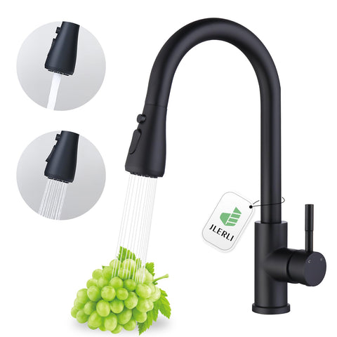 Jlerli kitchen faucet pull-down sprayer shows versatile reach for rinsing