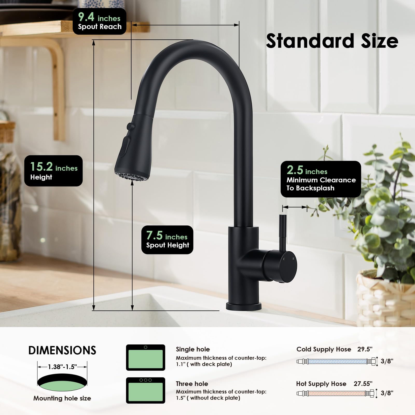 Jlerli kitchen faucet stainless steel construction resists rust and tarnish