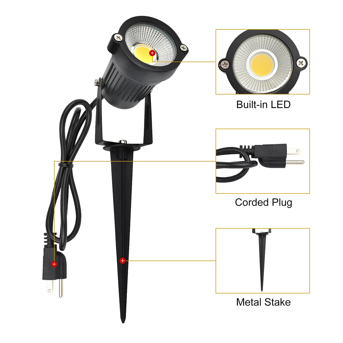 J.LUMI GSS6005 ground stake spotlight for lawn installation and durable metal base