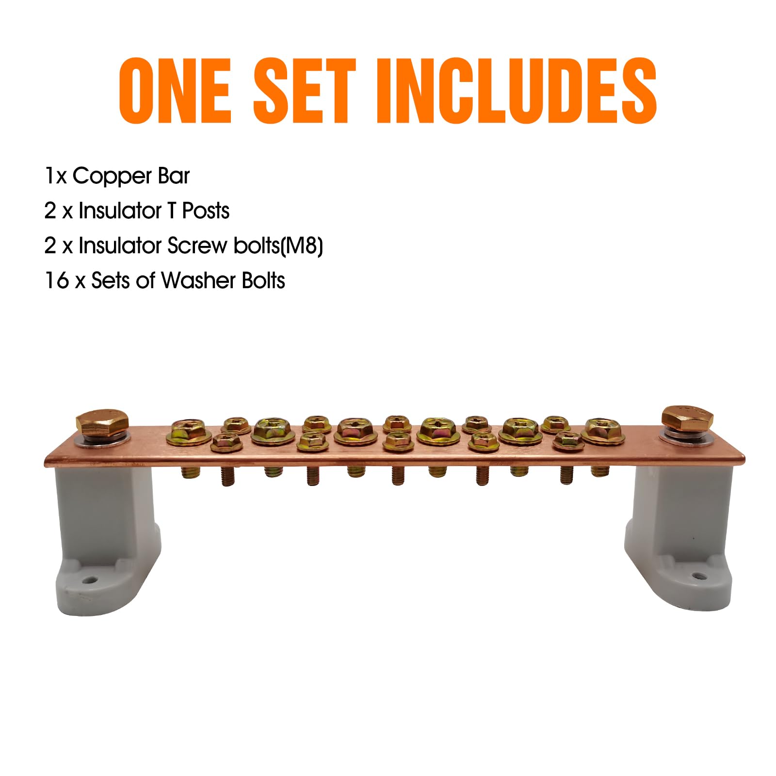 JMDECOUS packaging includes bar, posts, screws, and washers