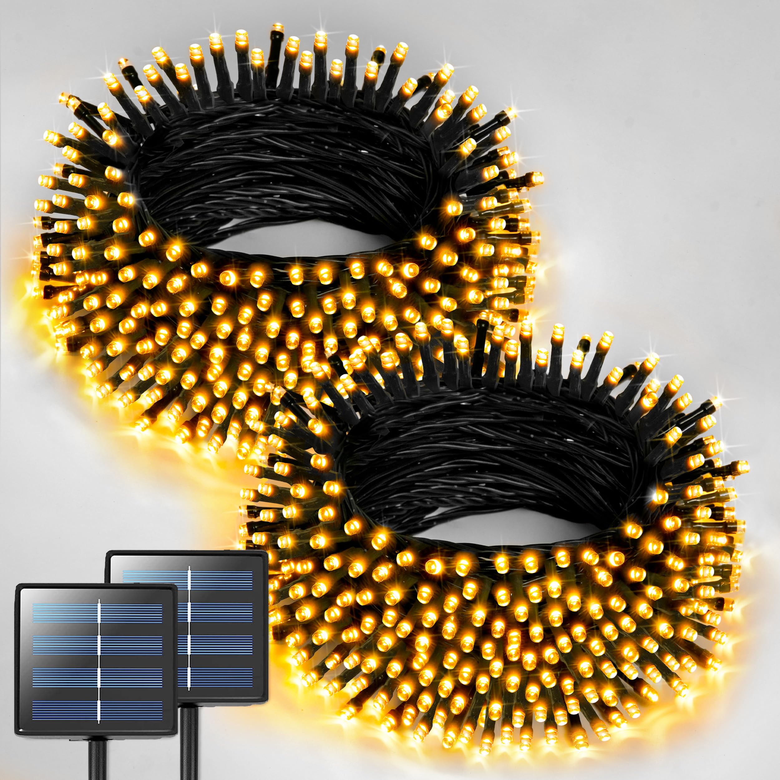 JMEXSUSS 2-pack solar string lights outdoor demonstrating broad coverage and energy efficiency