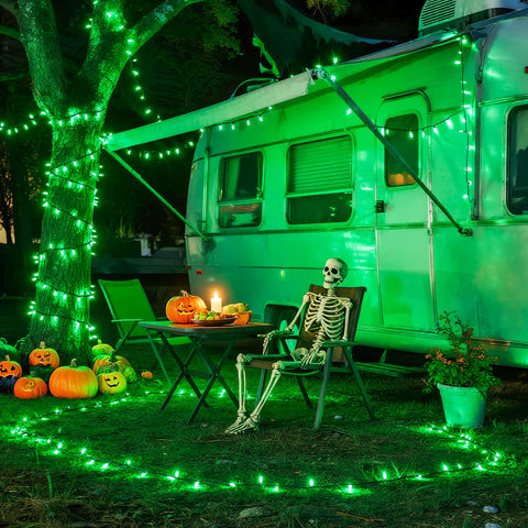 JMEXSUSS green lights used along a fence for yard decor