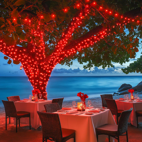 JMEXSUSS 200 LED red string lights extendable up to 5 sets for larger spaces