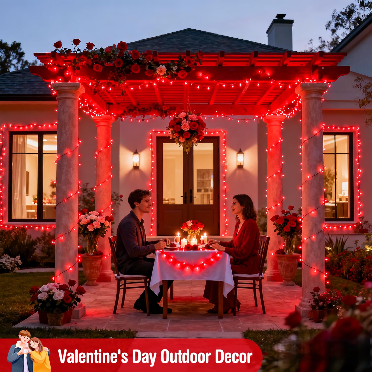JMEXSUSS 200 LED red string lights for indoor tree decor with stable brightness
