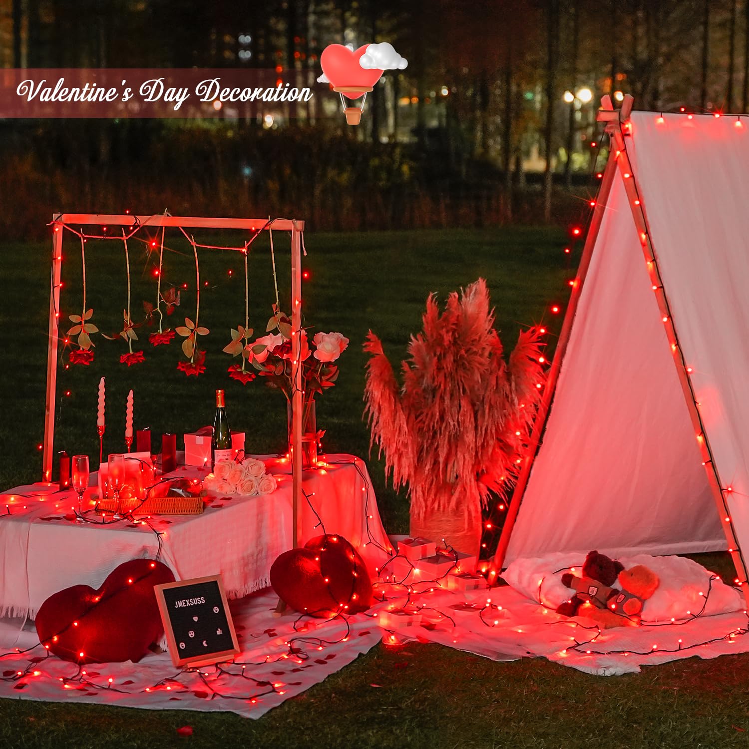 JMEXSUSS 200 LED red string lights include timer function for effortless daily use