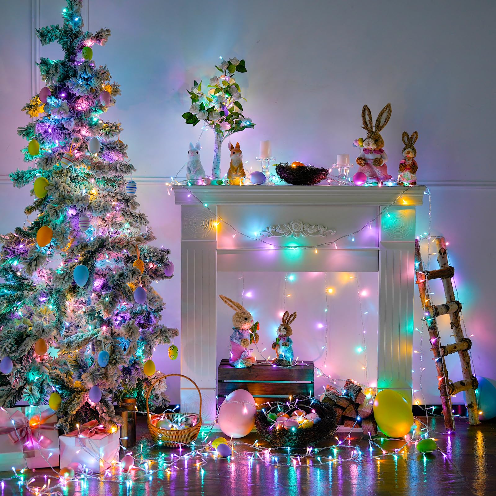 JMEXSUSS 33ft clear-wire lights blend seamlessly with wreaths and trees