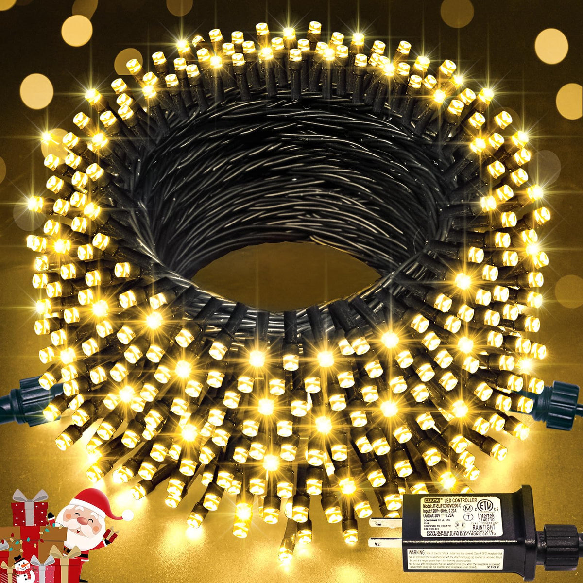 JMEXSUSS 66ft LED Christmas lights outdoor provide warm ambience for patios and porches.