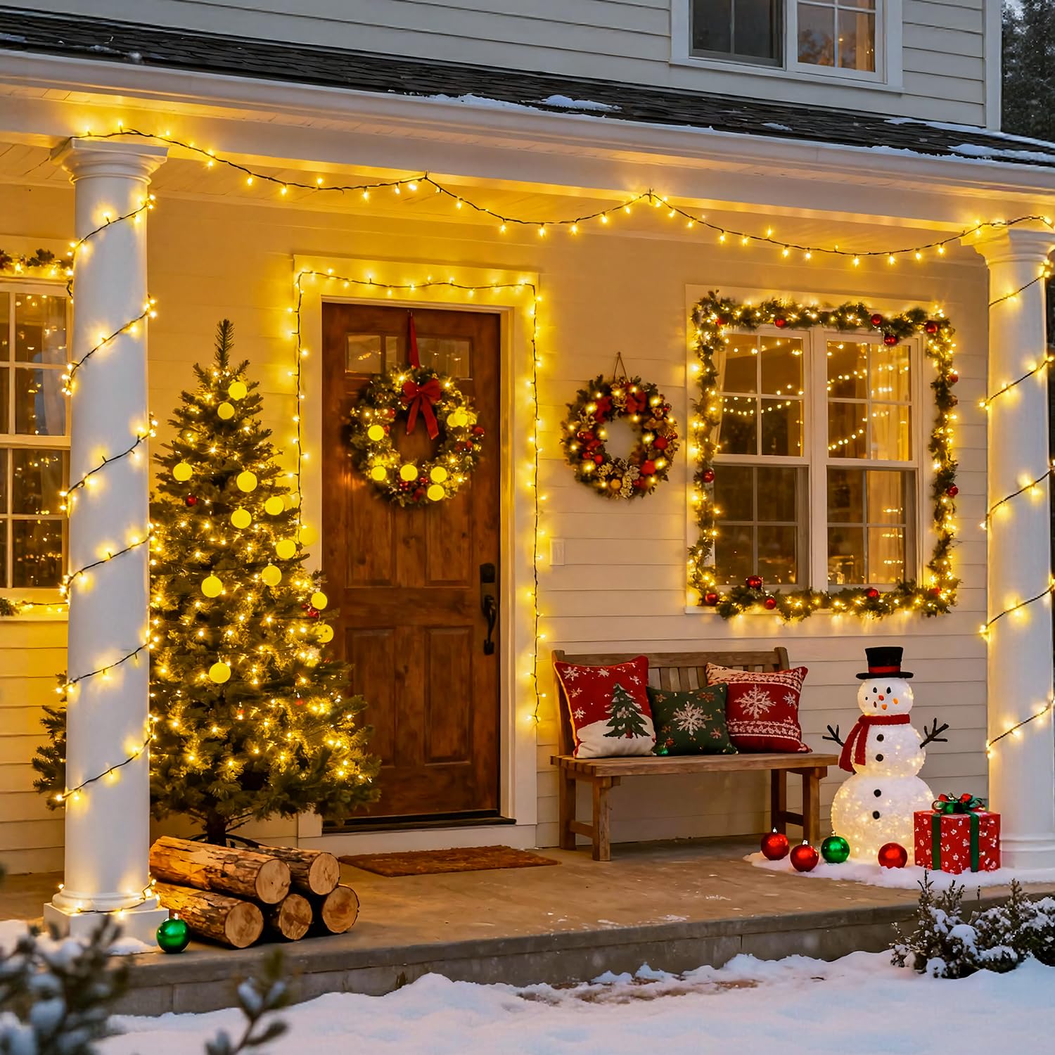 JMEXSUSS 75.5ft per string warm white lights in a garden setting