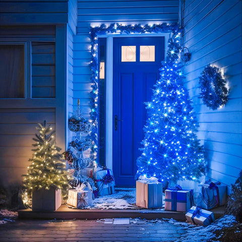 JMEXSUSS blue Christmas lights brighten gardens and porches