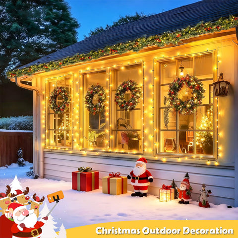 JMEXSUSS green-wire solar string lights blend with garden plants.
