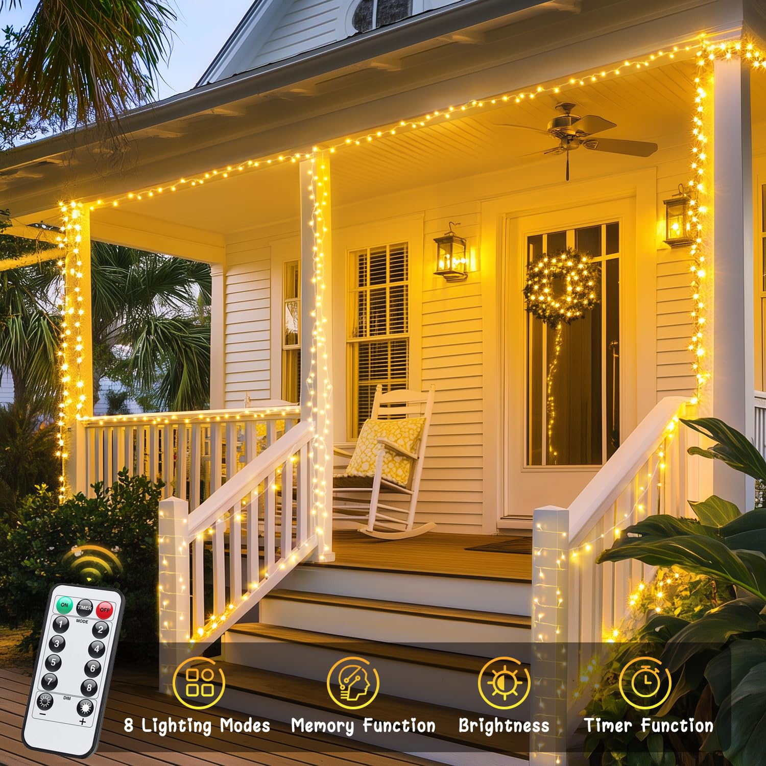 JMEXSUSS outdoor remote lights weatherproof for porch gatherings.