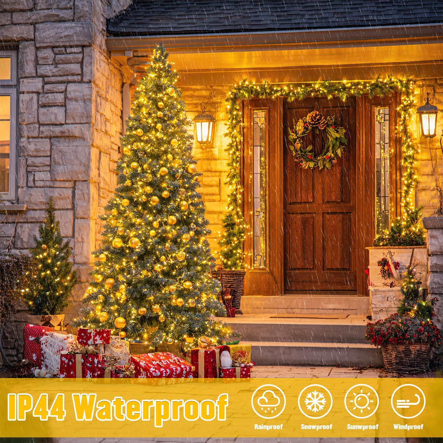 Outdoor waterproof solar light string by JMEXSUSS suitable for patios and fences.