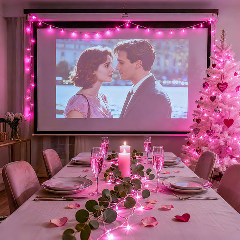 JMEXSUSS pink lights enhance bedroom decor with soft, romantic illumination.