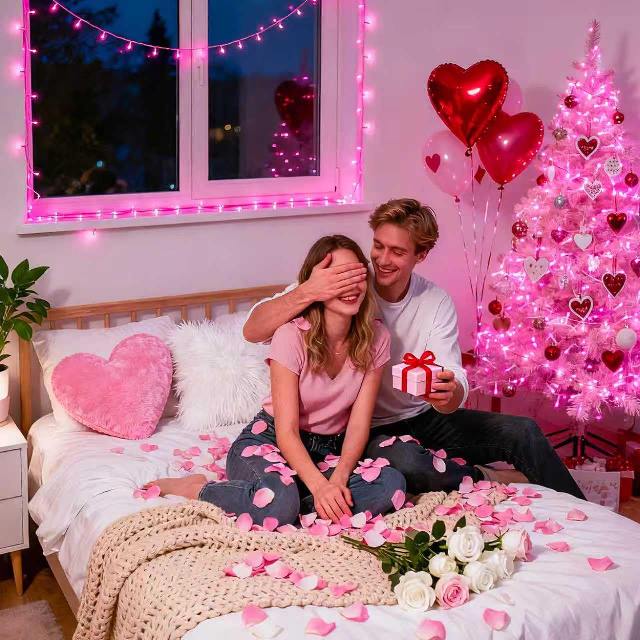 JMEXSUSS pink lights on outdoor porch create cozy evenings.