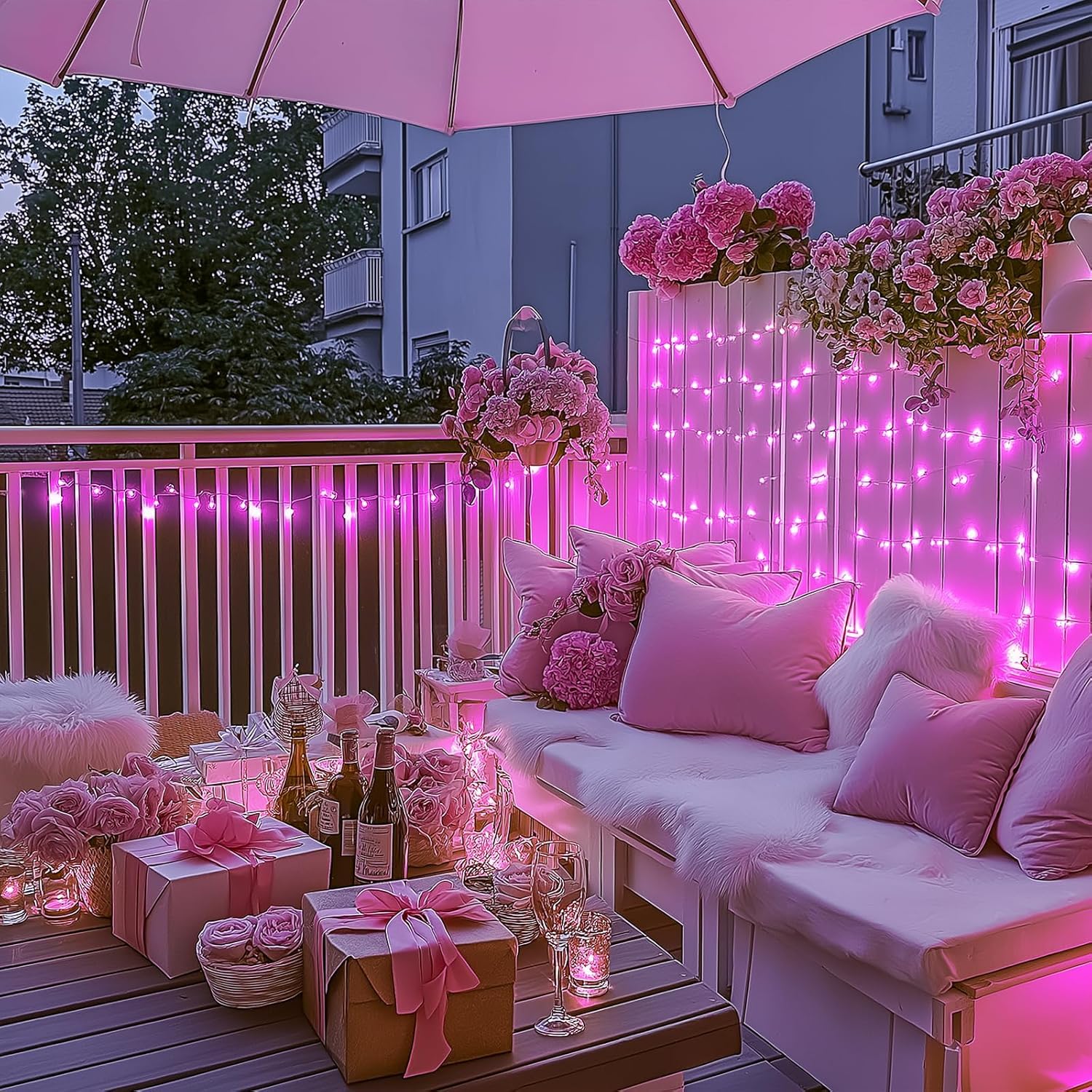 JMEXSUSS pink lights spark party setups with vibrant color.